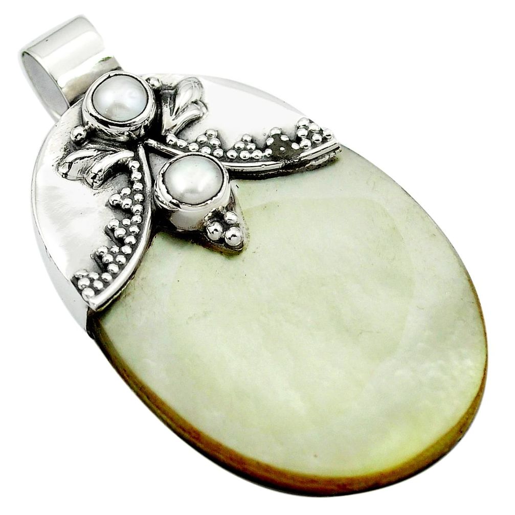 44.90cts natural blister pearl pearl 925 sterling silver pendant jewelry m50497