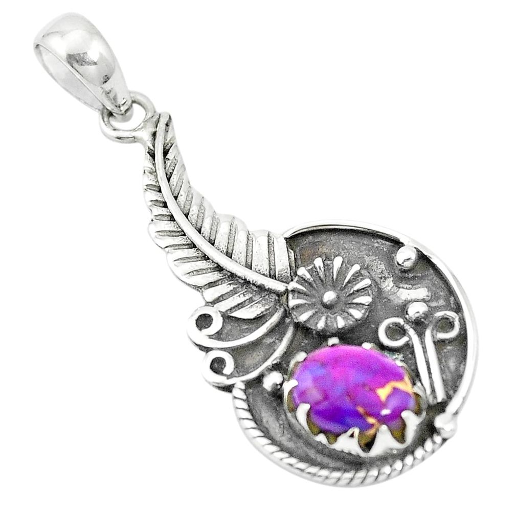 Purple copper turquoise 925 sterling silver pendant jewelry m50909