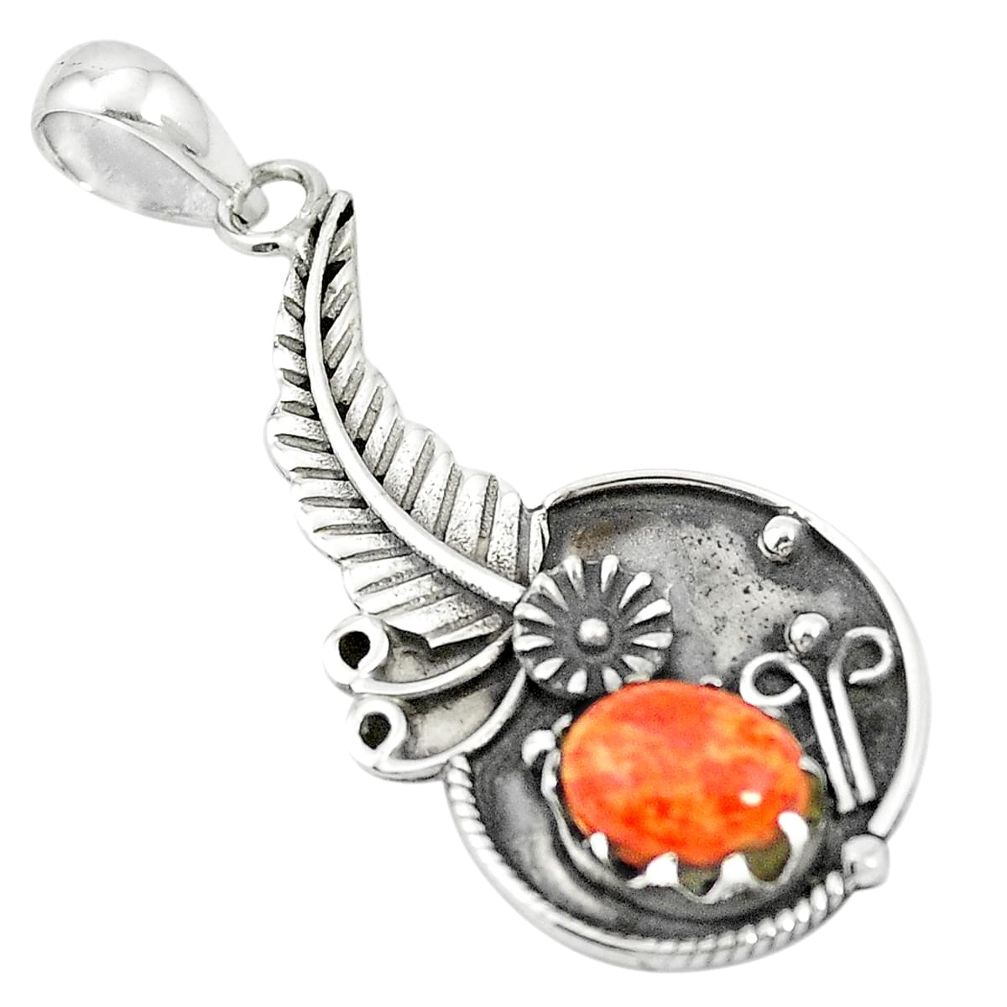 Red copper turquoise 925 sterling silver pendant jewelry m50919