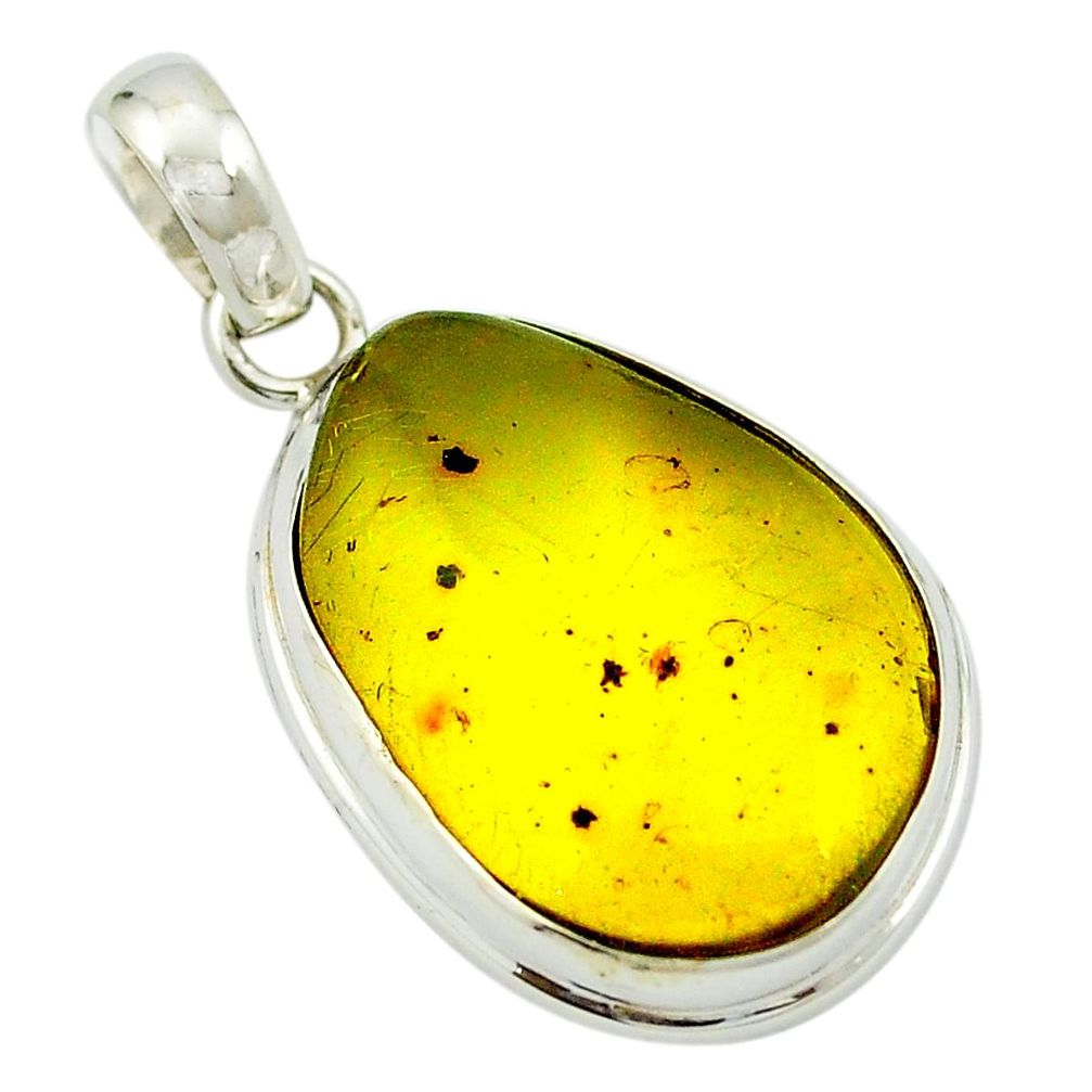 Natural green amber from colombia 925 sterling silver pendant m50965