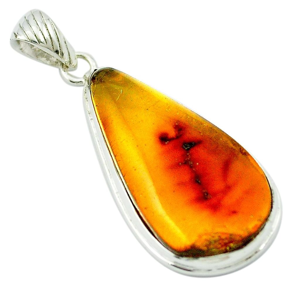 Natural green amber from colombia 925 sterling silver pendant m50967