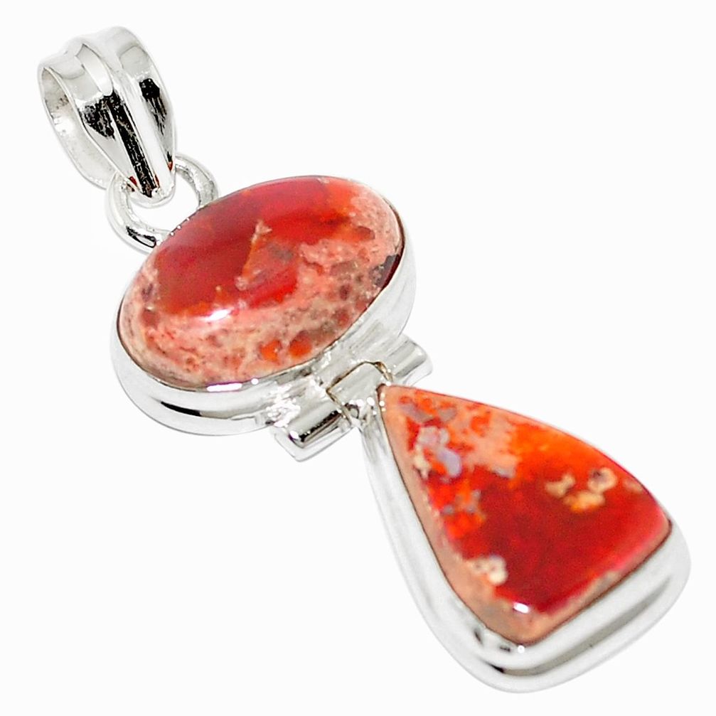 13.48cts natural mexican fire opal 925 sterling silver pendant m50982