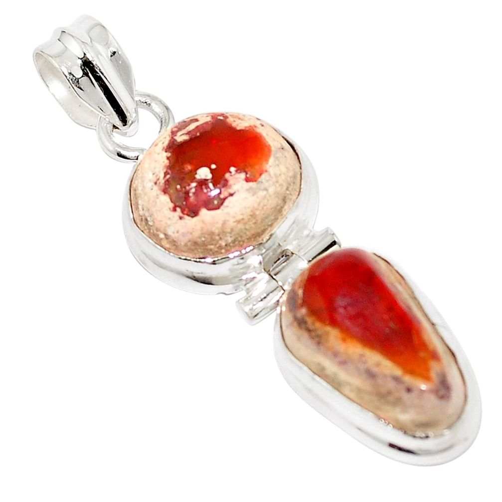 13.50cts natural mexican fire opal 925 sterling silver pendant m50989