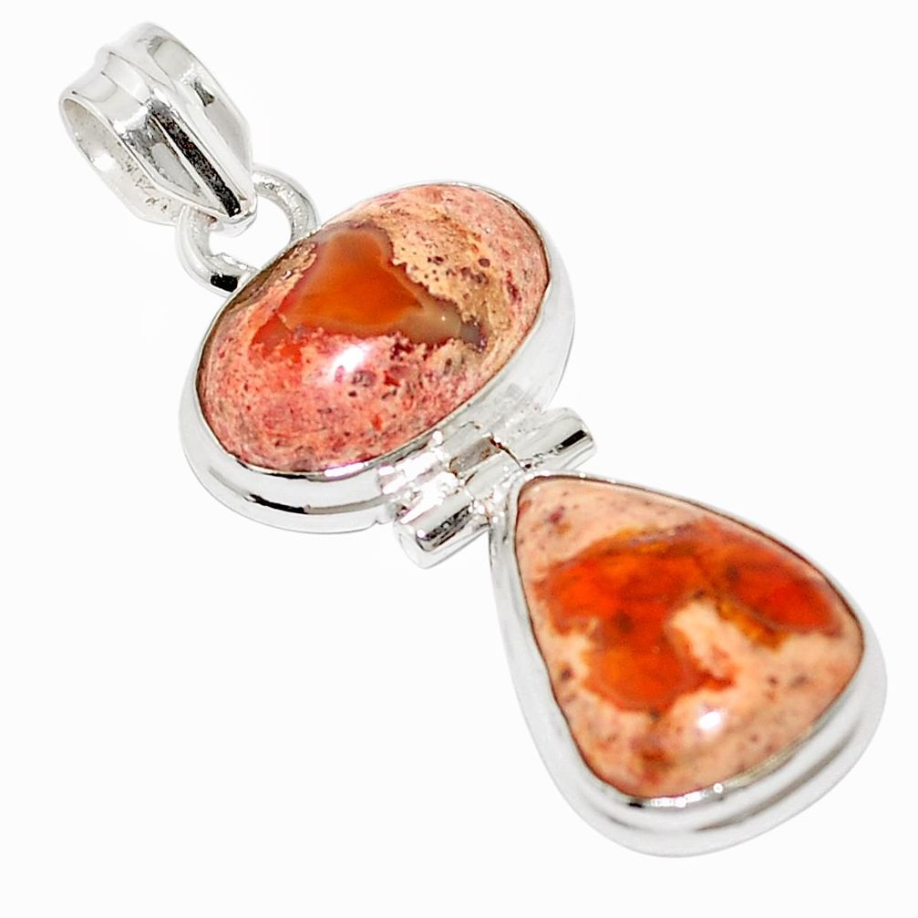 13.85cts natural mexican fire opal 925 sterling silver pendant m50990