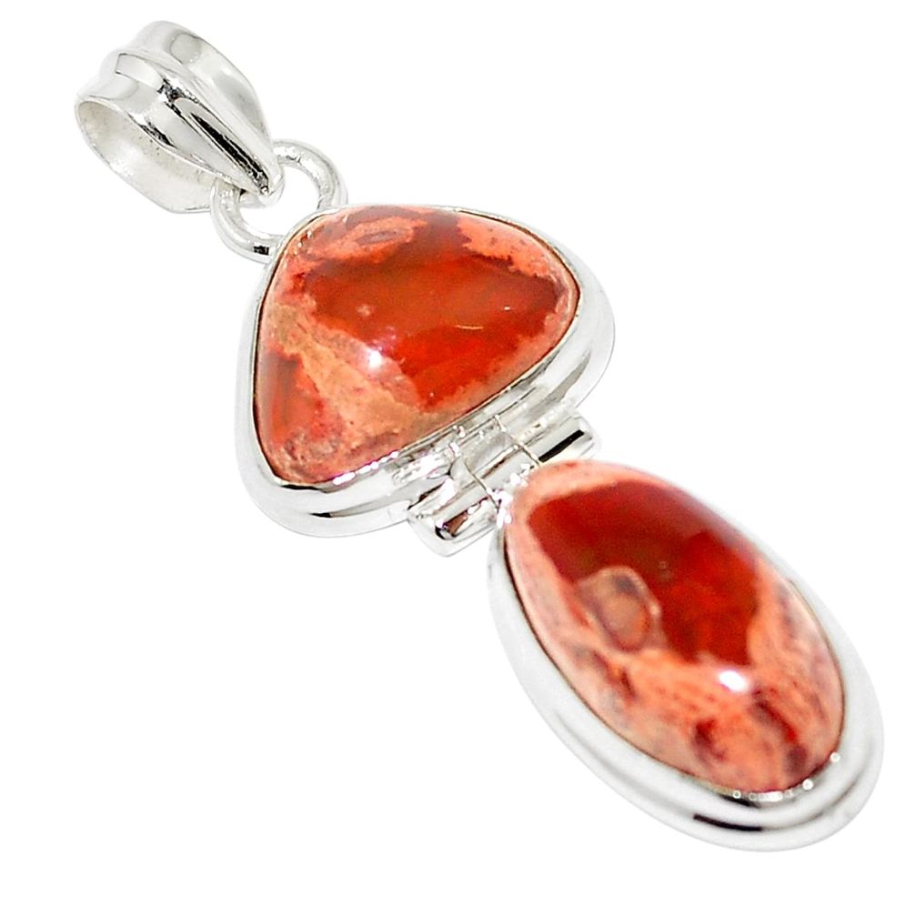 15.55cts natural mexican fire opal 925 sterling silver pendant m50991