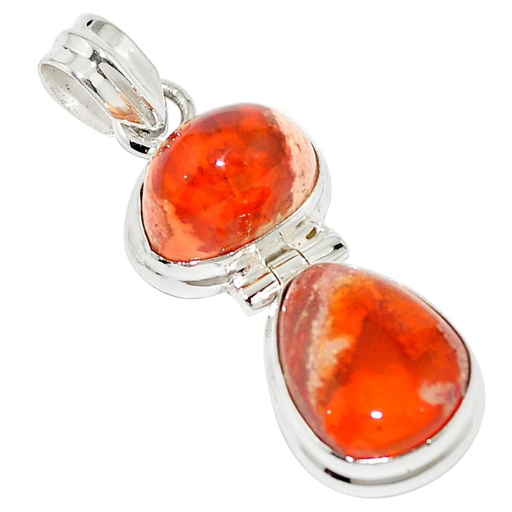 13.87cts natural mexican fire opal 925 sterling silver pendant m50994