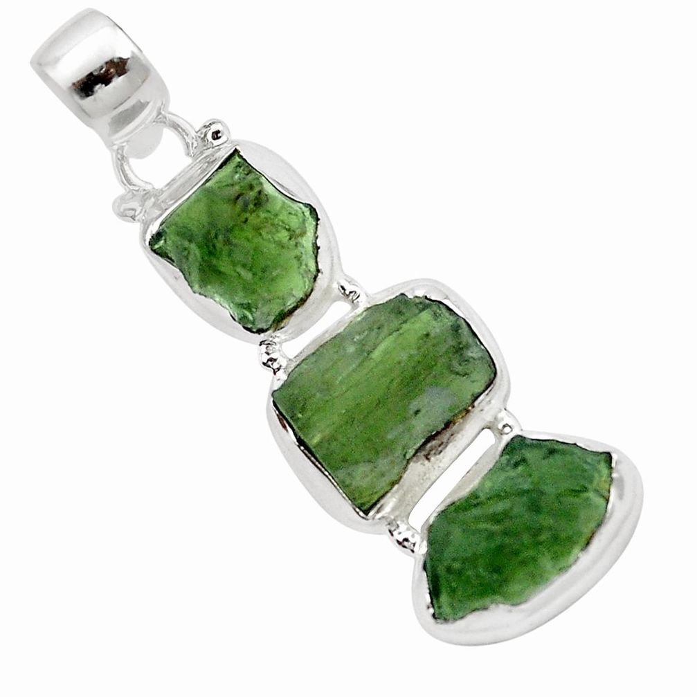 Natural green moldavite (genuine czech) 925 sterling silver pendant m51034