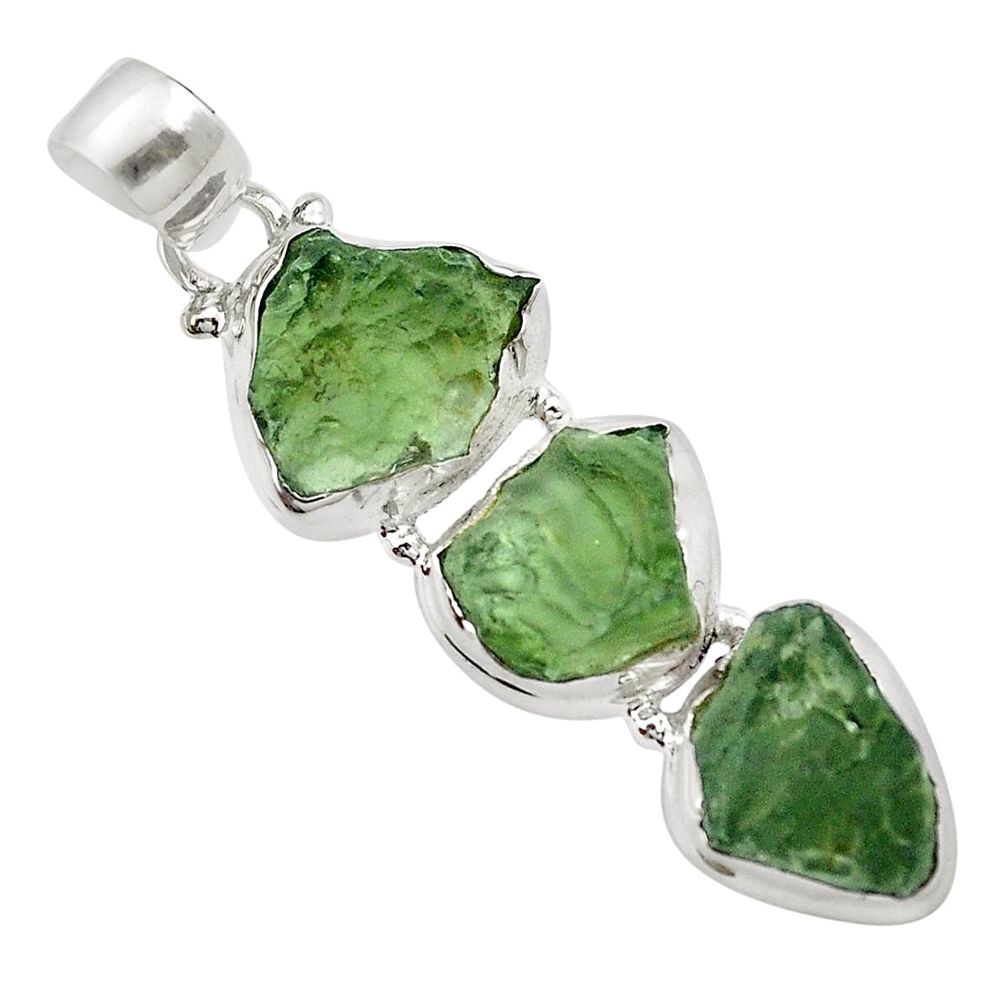 Natural green moldavite (genuine czech) 925 silver pendant jewelry m51037