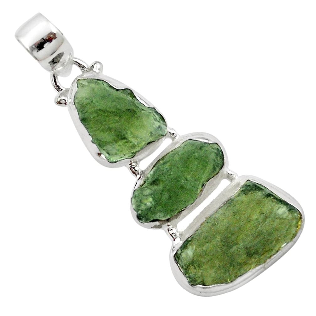 Natural green moldavite (genuine czech) 925 silver pendant jewelry m51038