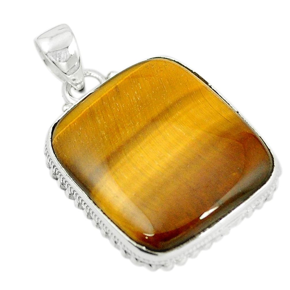 Natural brown tiger's eye 925 sterling silver pendant jewelry m5121