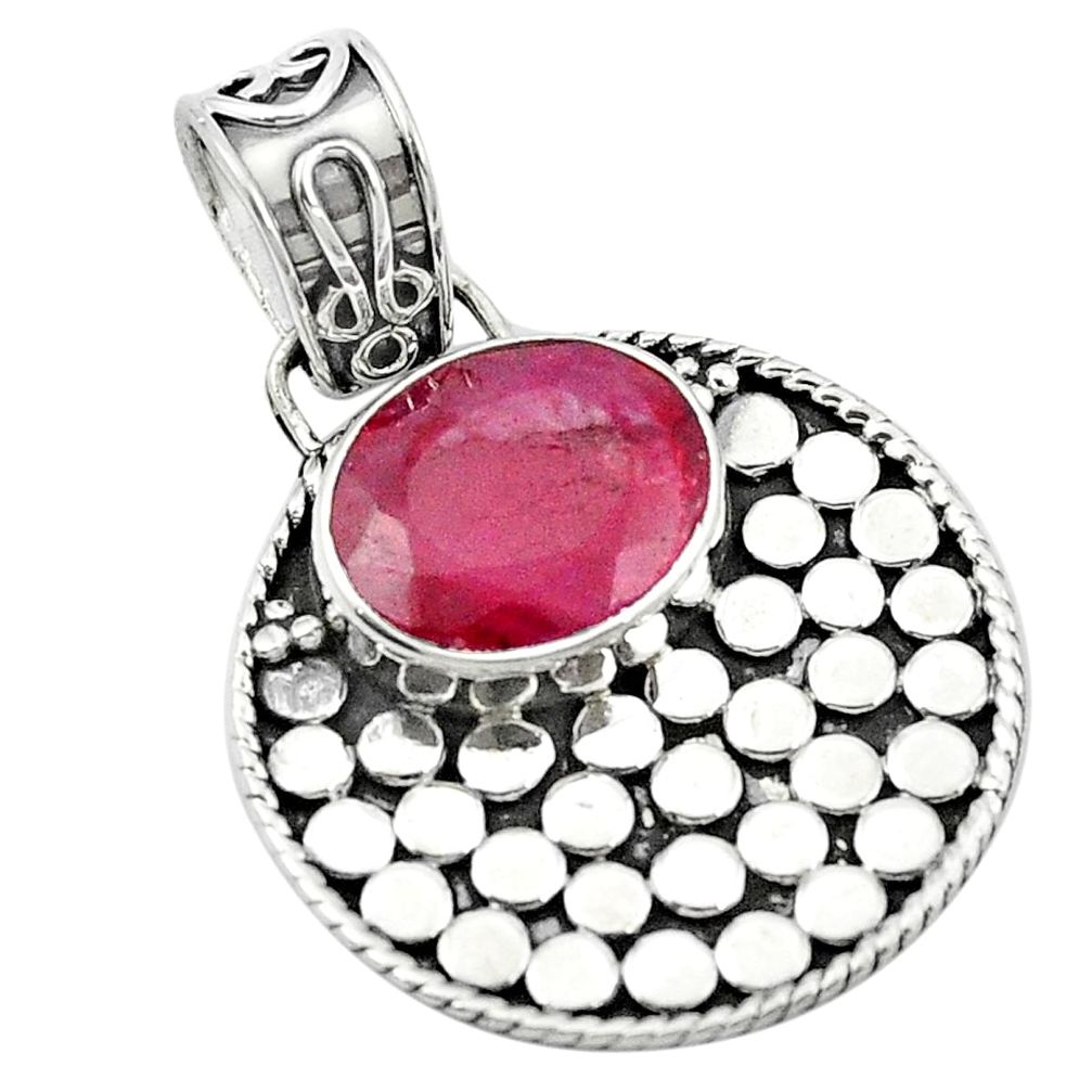 Natural red ruby 925 sterling silver pendant jewelry m51723