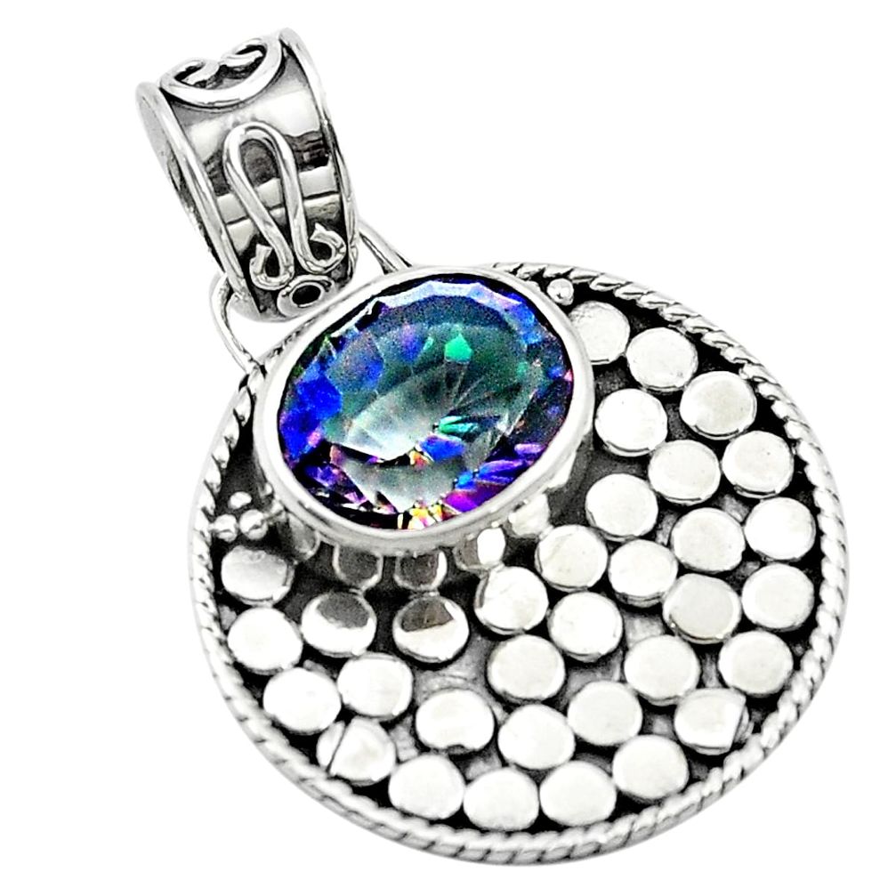 925 sterling silver multi color rainbow topaz pendant jewelry m51724