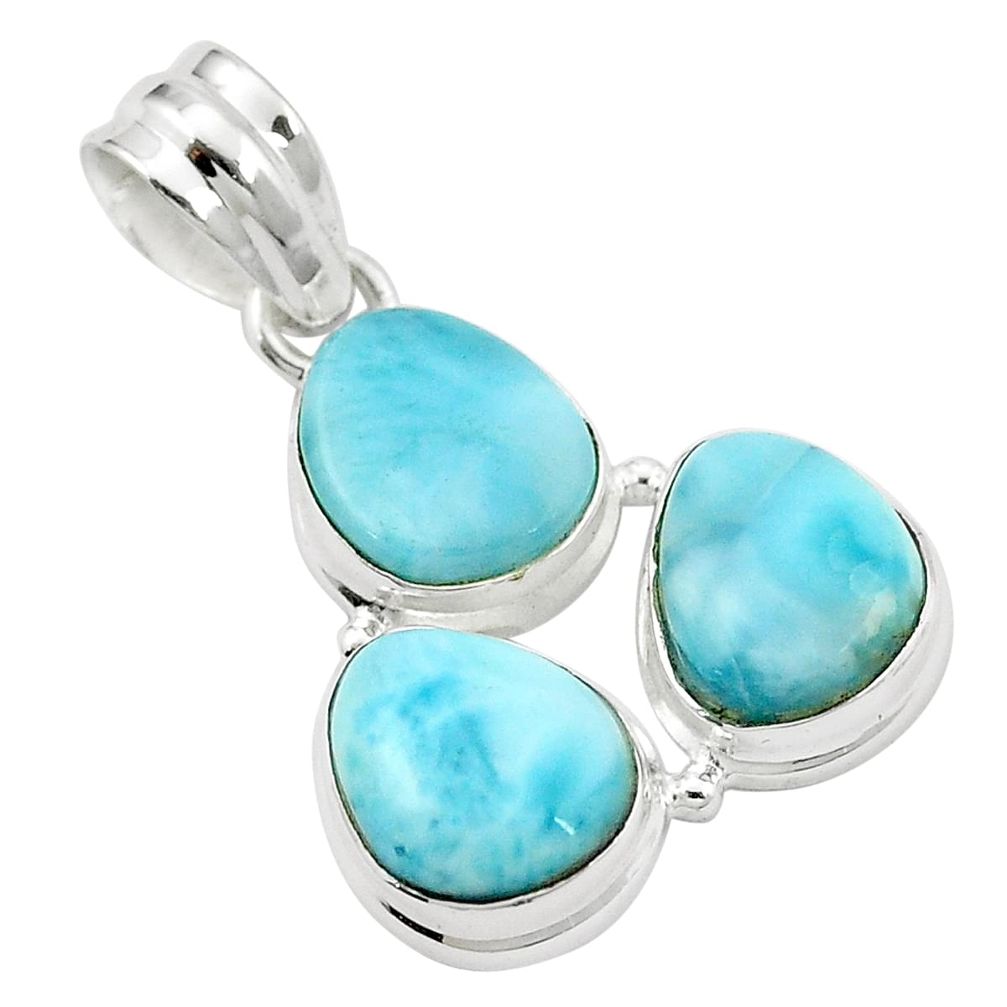Natural blue larimar 925 sterling silver pendant jewelry m51750