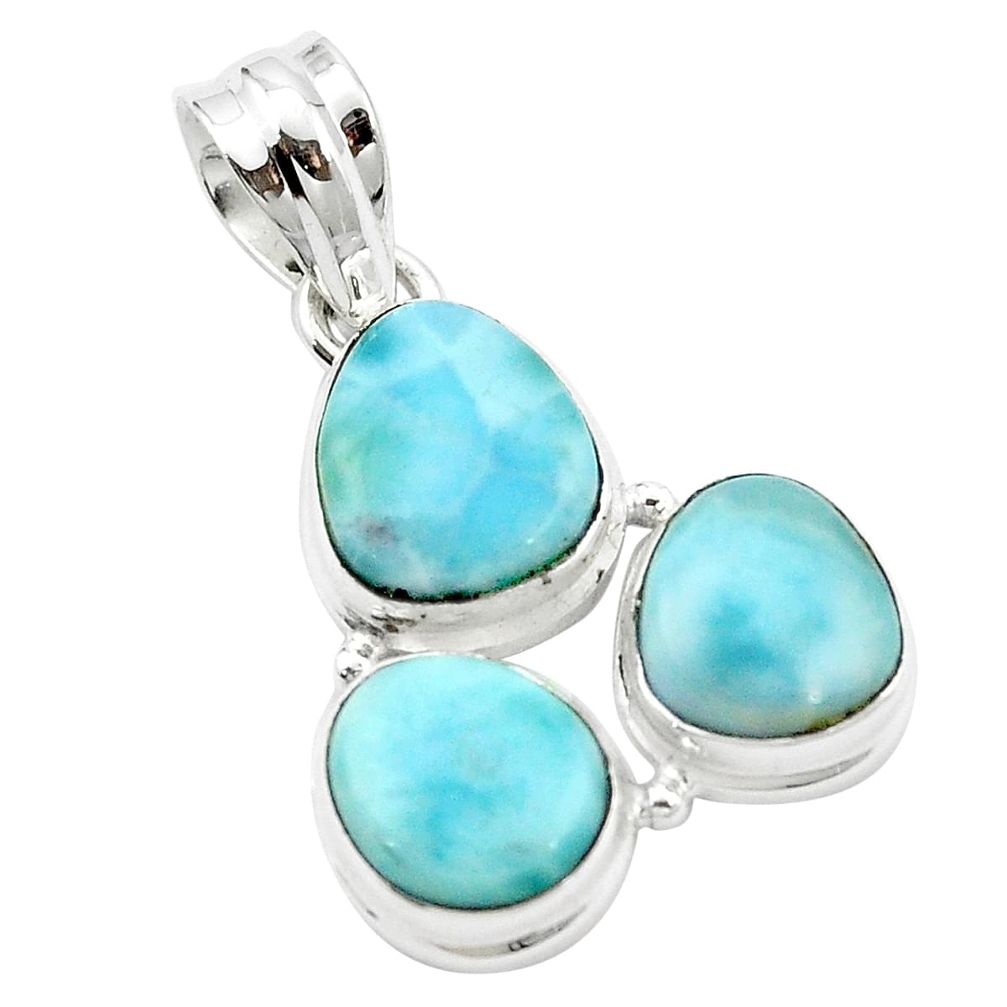 Natural blue larimar 925 sterling silver pendant jewelry m51751