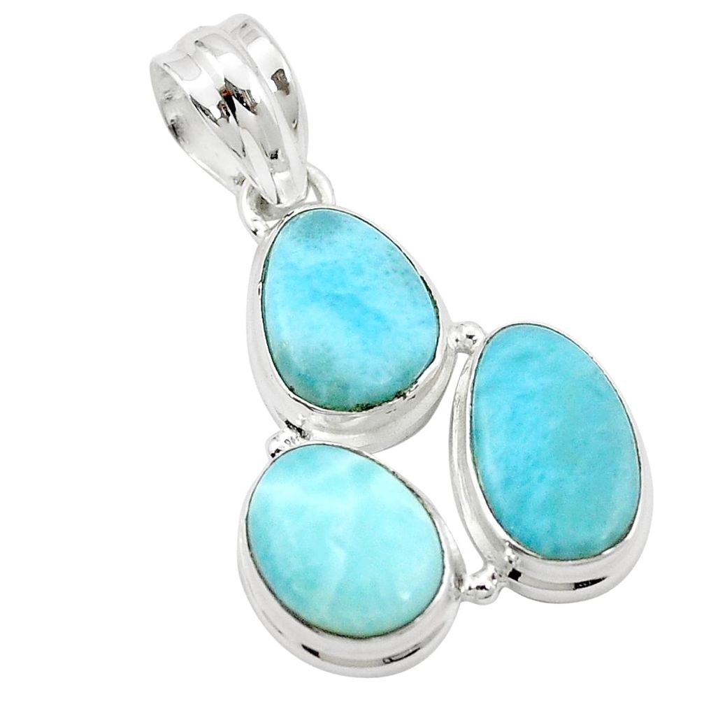 Natural blue larimar 925 sterling silver pendant jewelry m51752