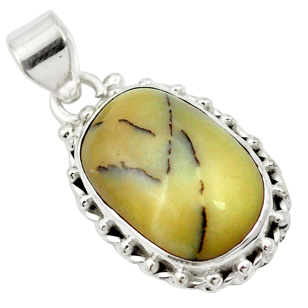 Natural yellow opal fancy 925 sterling silver pendant jewelry m52107
