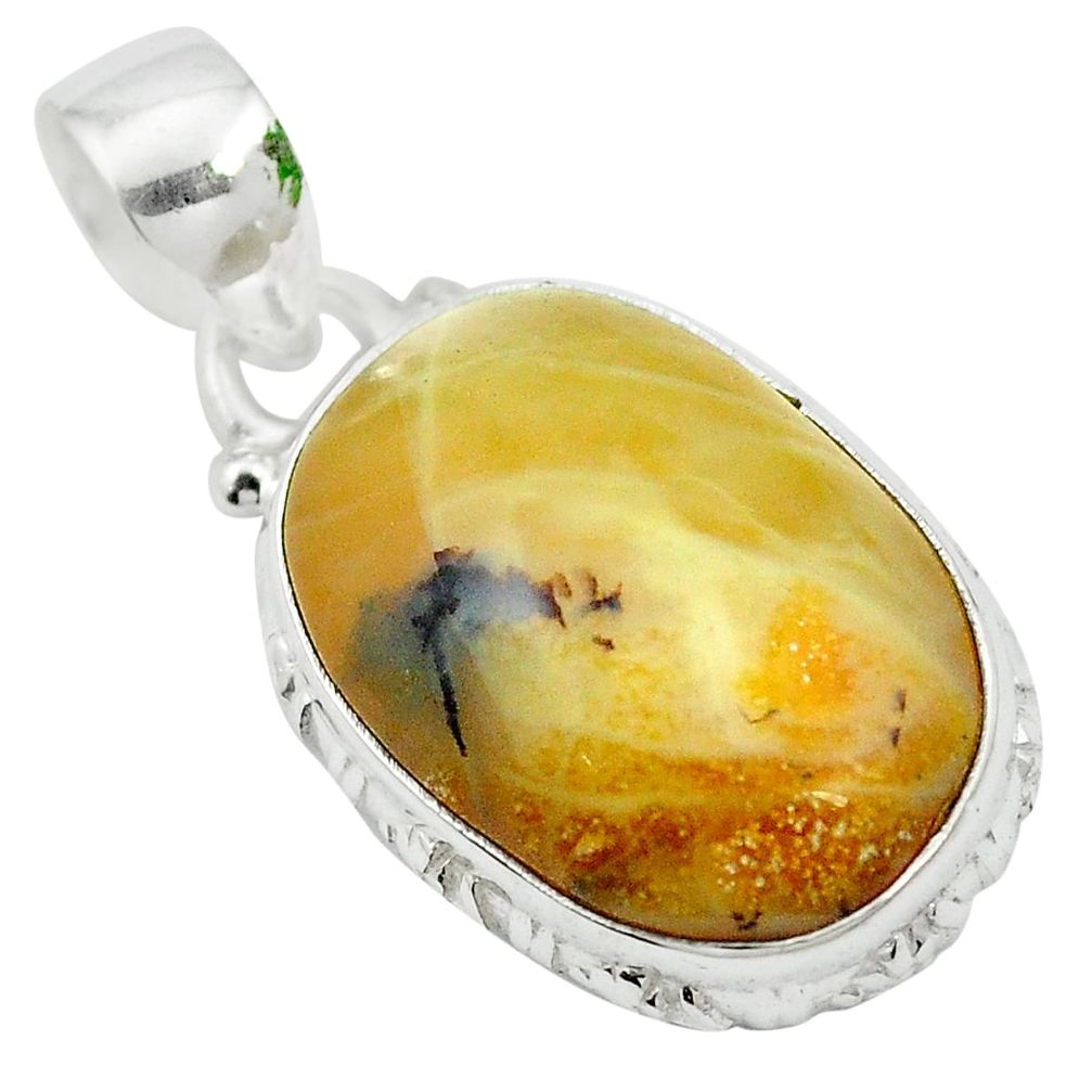 925 sterling silver natural yellow opal fancy pendant jewelry m52113