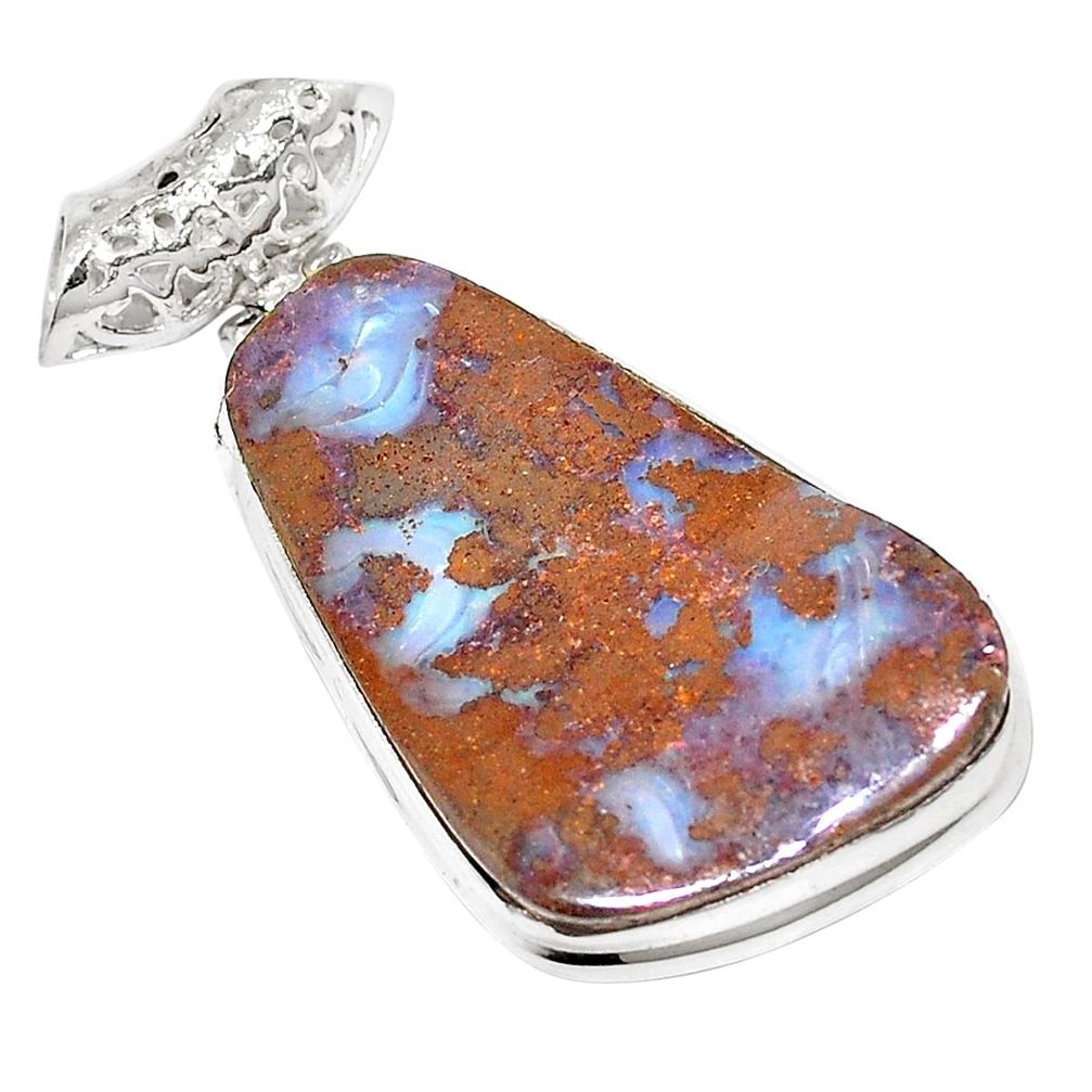 925 sterling silver natural brown boulder opal pendant jewelry m52172