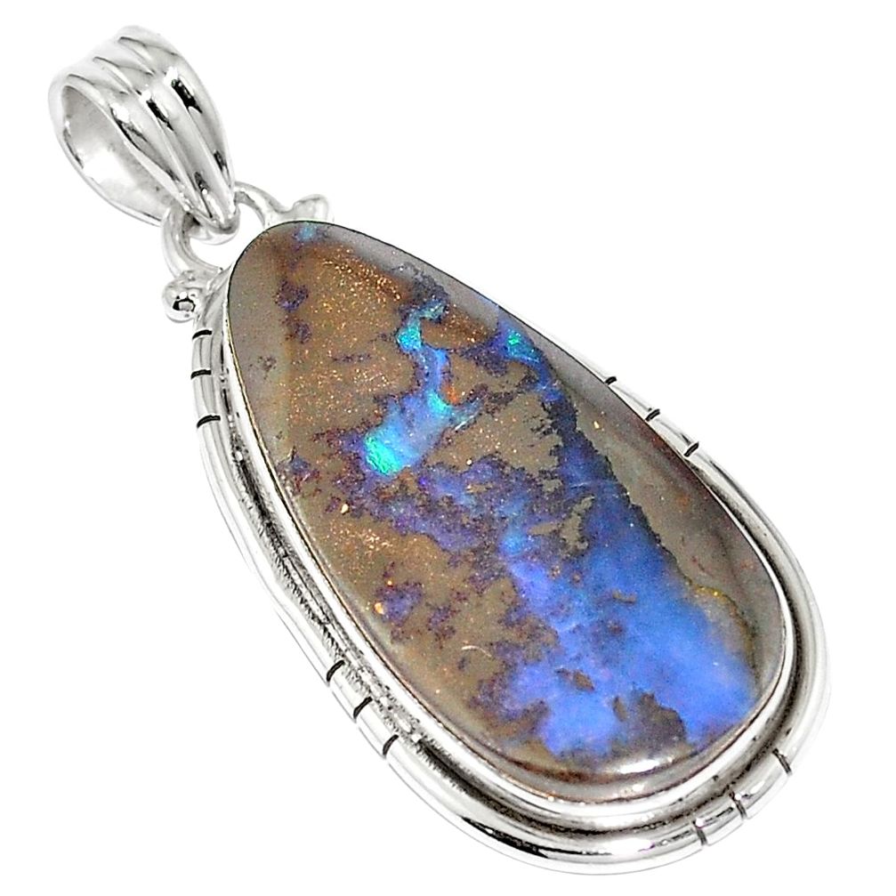 925 sterling silver natural brown boulder opal pendant jewelry m52180