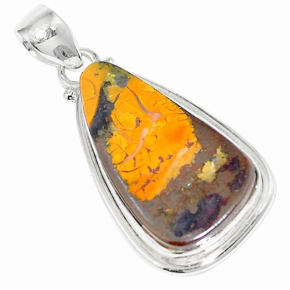 Natural brown boulder opal 925 sterling silver pendant jewelry m52194