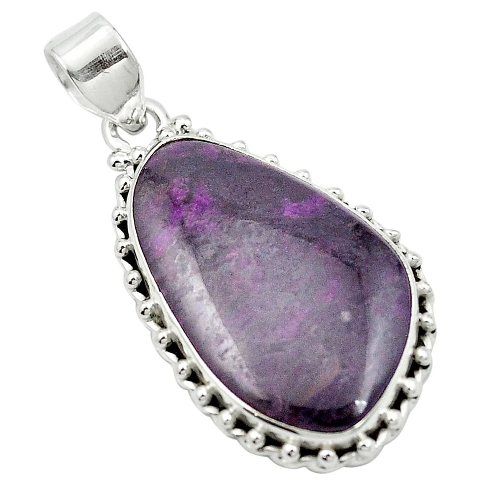 21.55cts natural purple sugilite 925 sterling silver pendant jewelry m52202