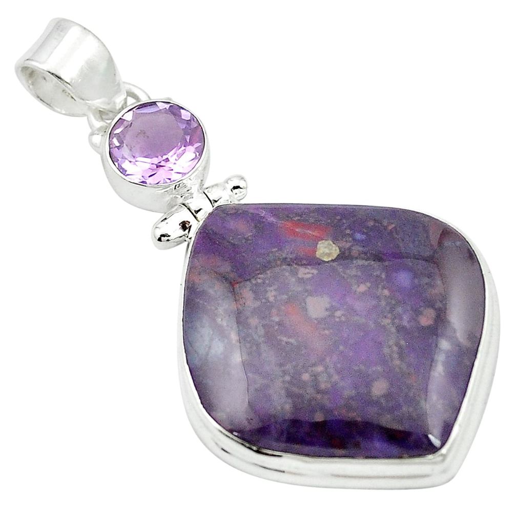 30.97cts natural purple sugilite amethyst 925 sterling silver pendant m52210