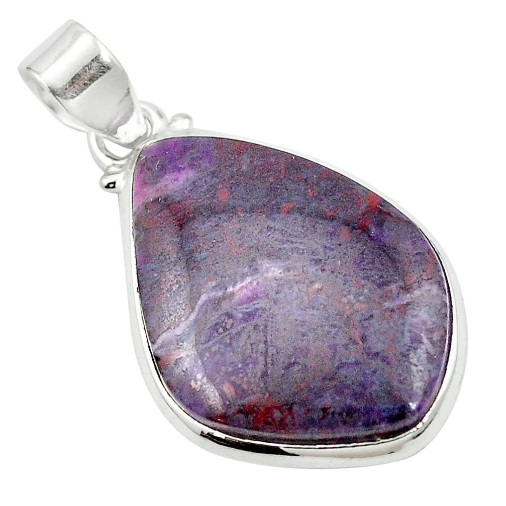 19.62cts natural purple sugilite 925 sterling silver pendant jewelry m52214