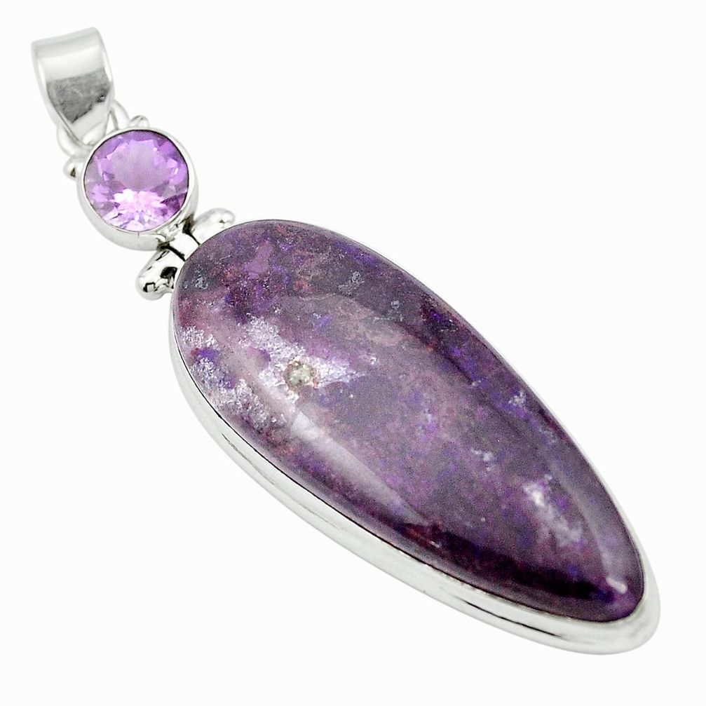 44.28cts natural purple sugilite amethyst 925 sterling silver pendant m52215