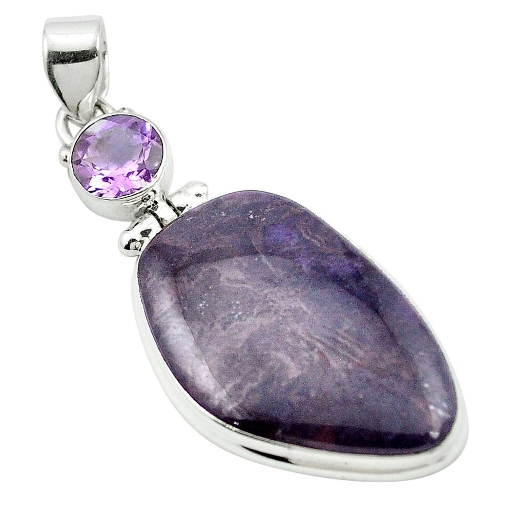 29.32cts natural purple sugilite amethyst 925 sterling silver pendant m52234