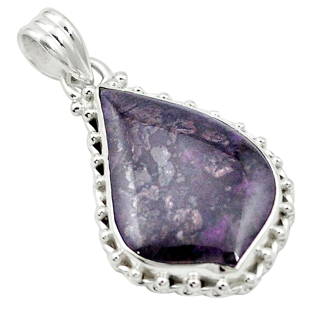 17.95cts natural purple sugilite 925 sterling silver pendant jewelry m52235