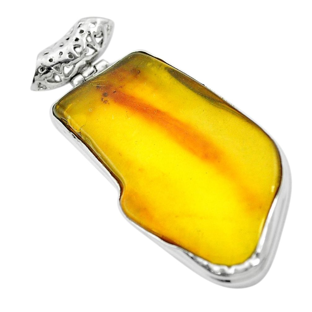 Natural green amber from colombia 925 sterling silver pendant m52245