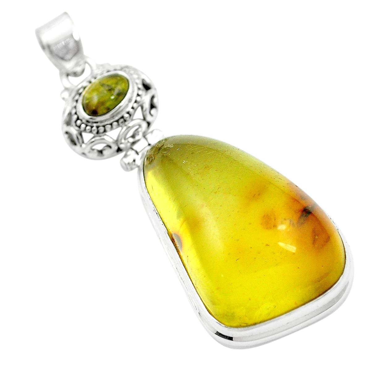 Solid 925 Sterling Silver Stylish Jewelry Natural Yellow Copper Calcite Gemstone Pendant