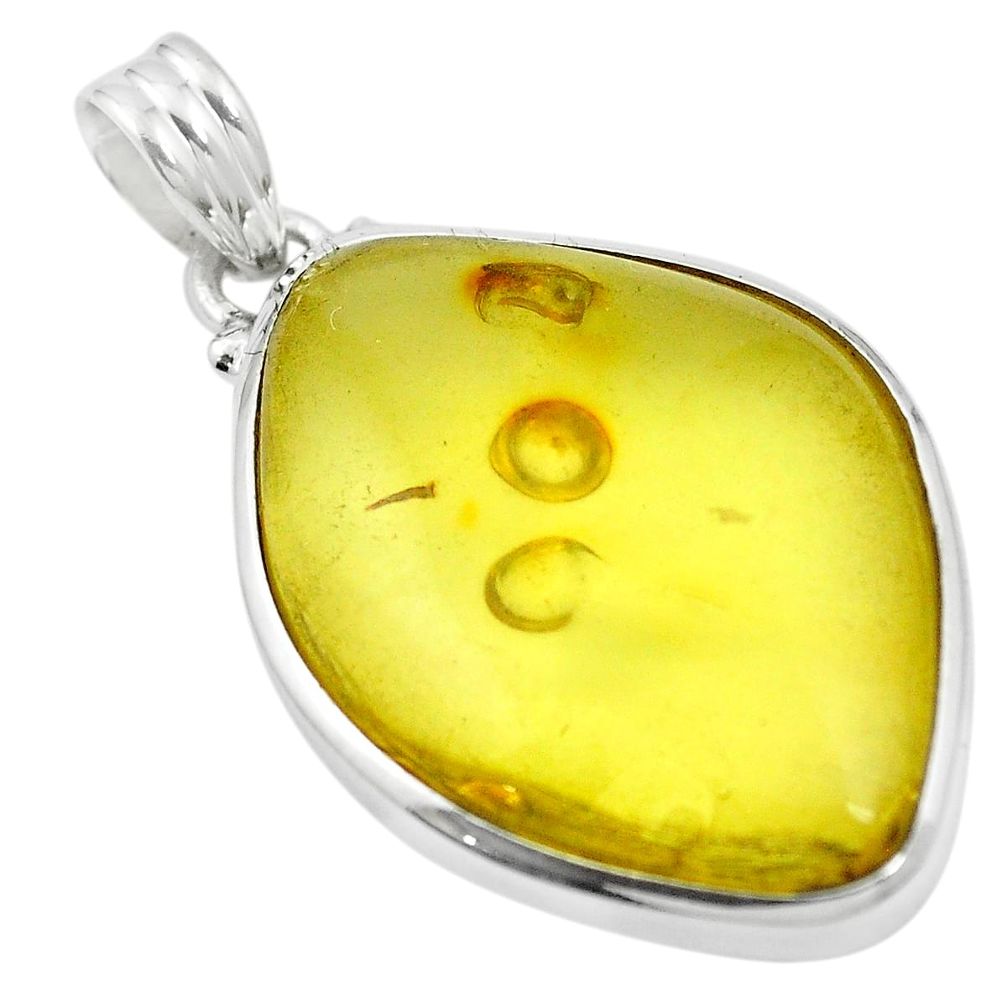 Natural green amber from colombia 925 sterling silver pendant m52267