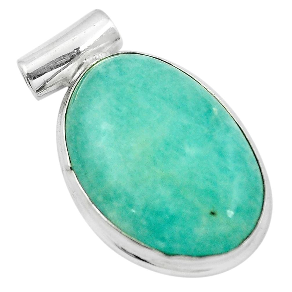 Natural green peruvian amazonite 925 sterling silver pendant m52304