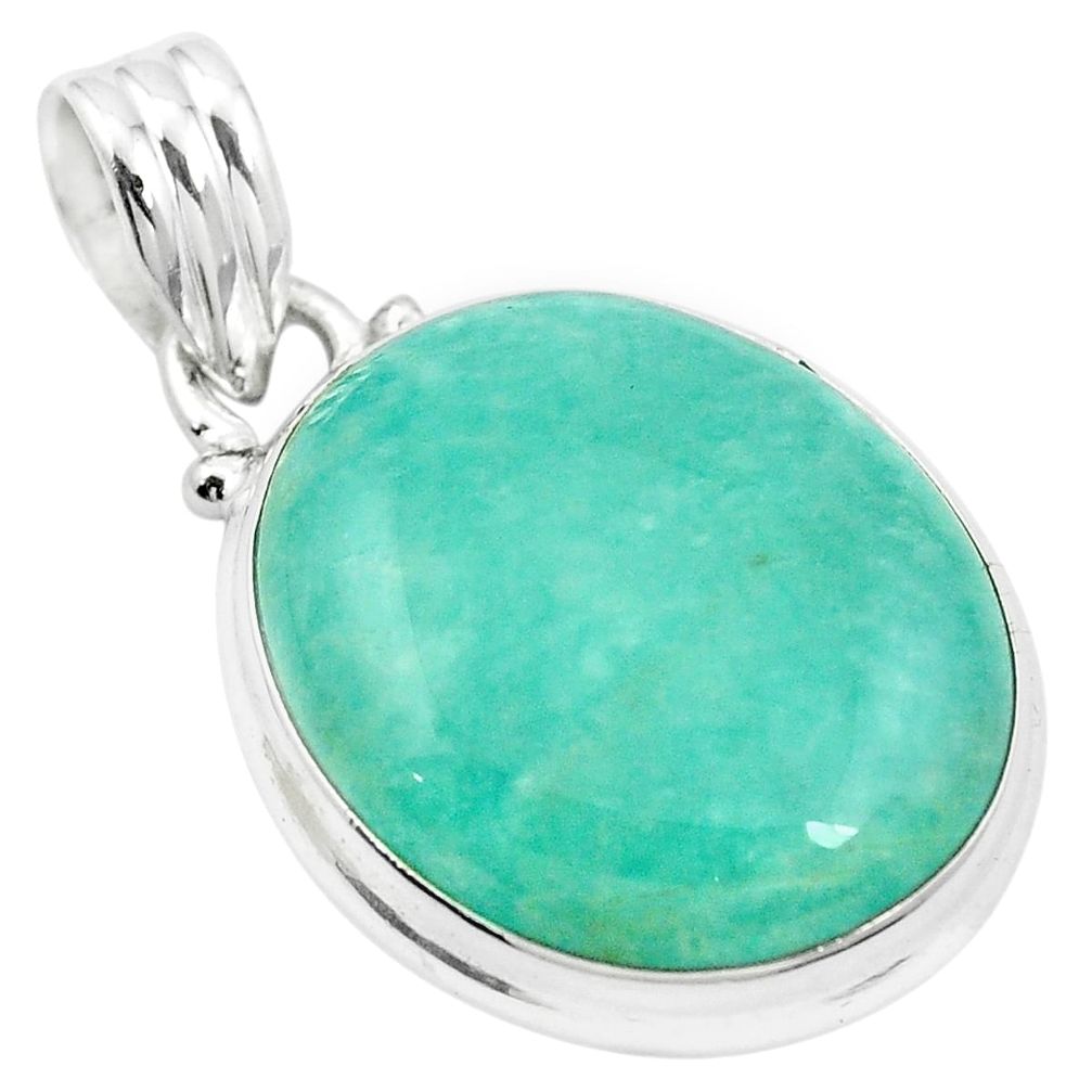 Natural green peruvian amazonite 925 sterling silver pendant jewelry m52311