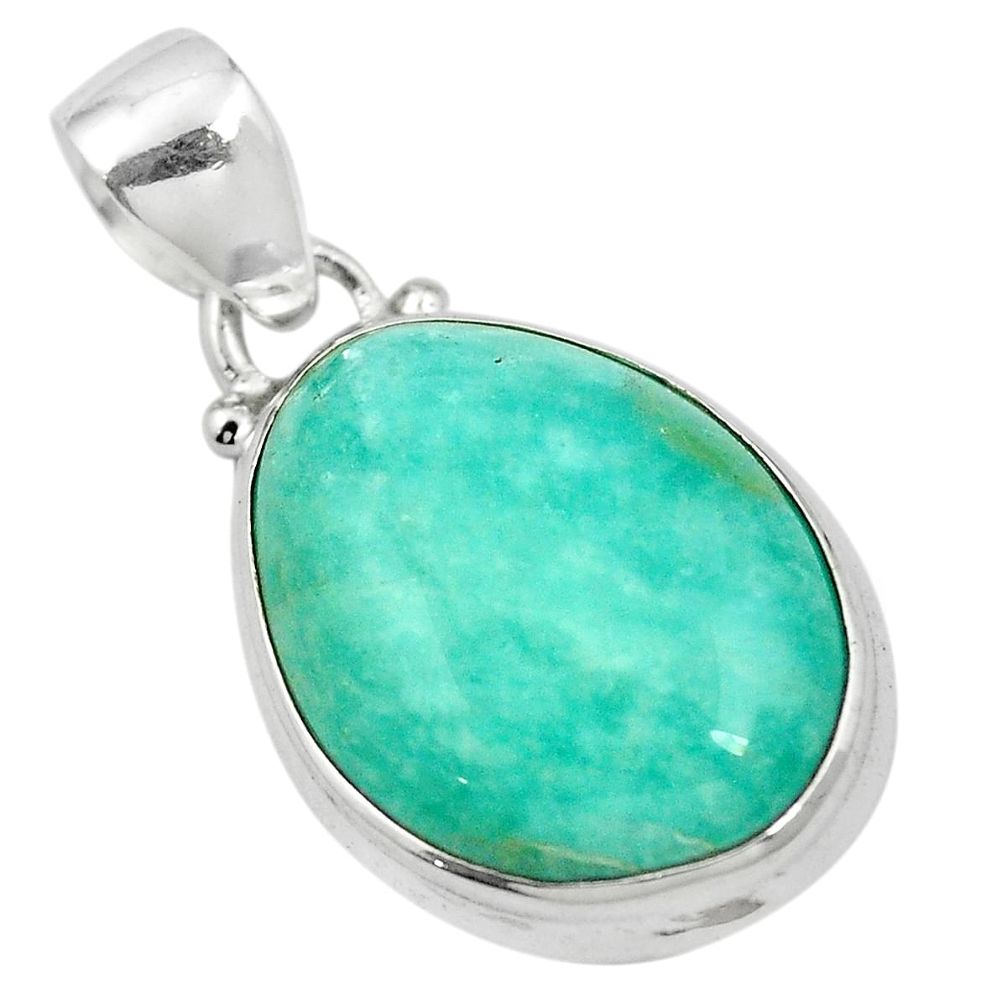 Natural green peruvian amazonite 925 sterling silver pendant m52320