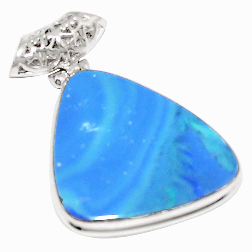 20.30cts natural blue doublet opal australian 925 sterling silver pendant m52321