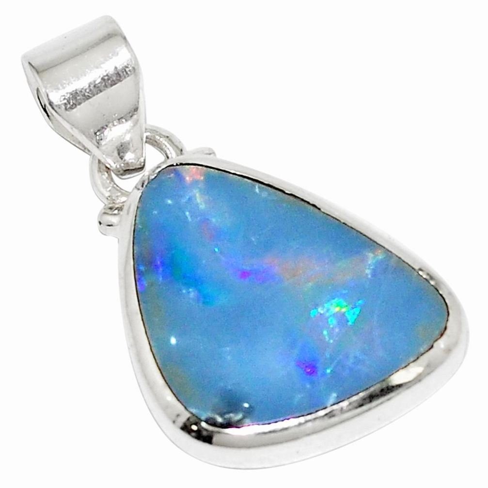 11.11cts natural blue doublet opal australian 925 sterling silver pendant m52322