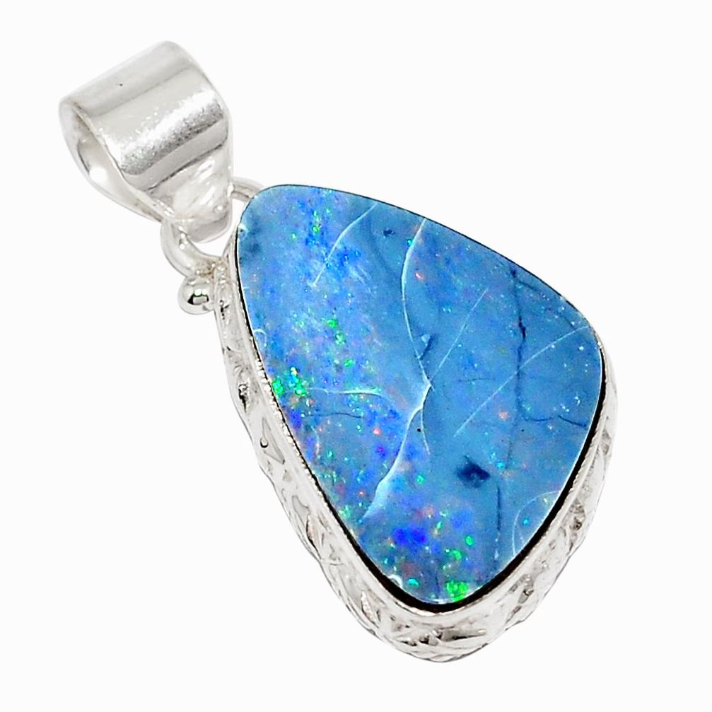 12.22cts natural blue doublet opal australian 925 sterling silver pendant m52324