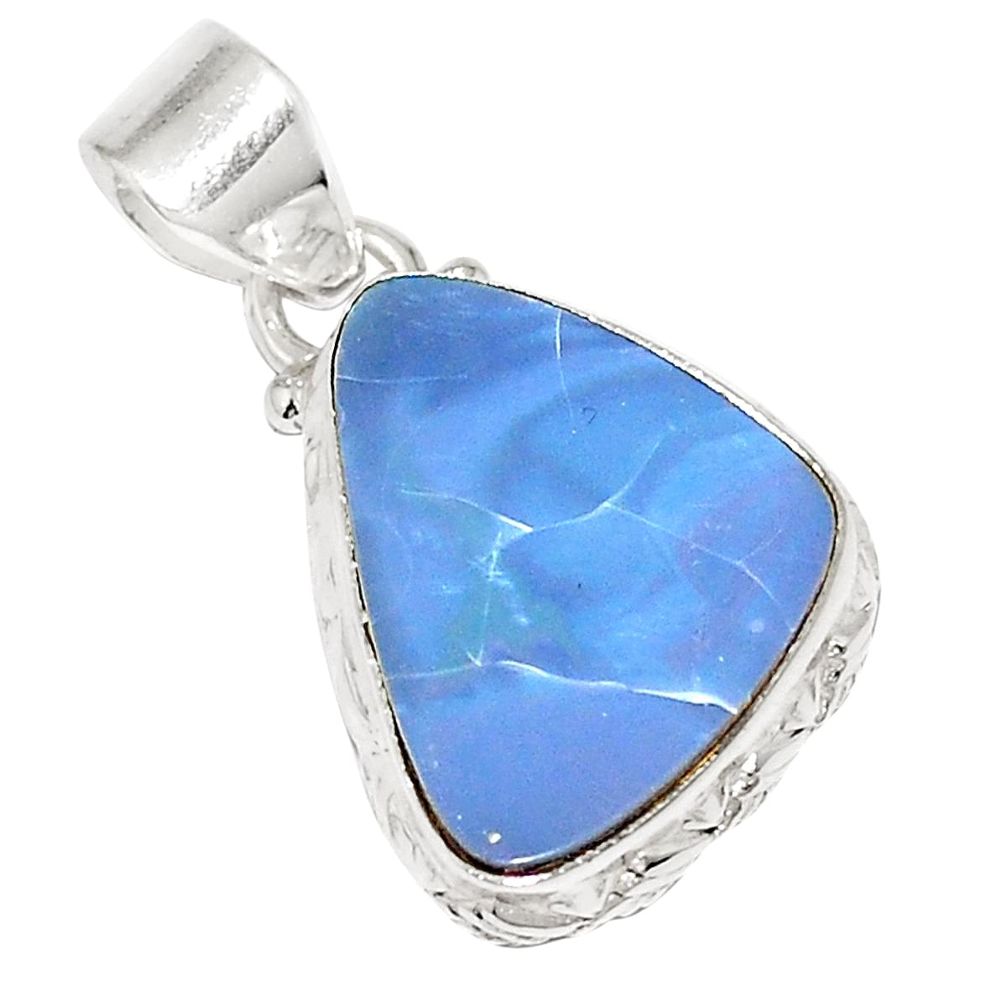 10.37cts natural blue doublet opal australian 925 sterling silver pendant m52331