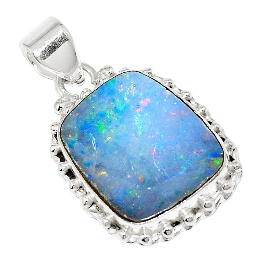 18.03cts natural blue doublet opal australian 925 sterling silver pendant m52336