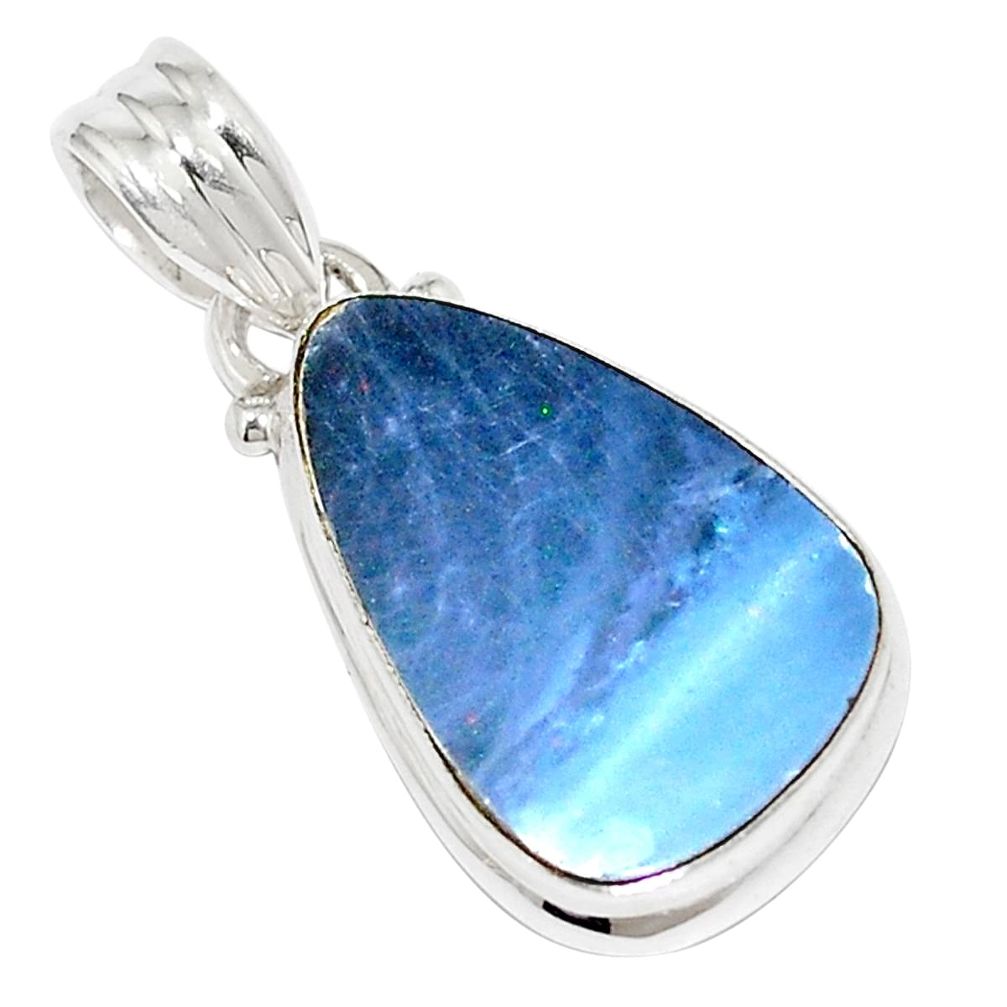 9.38cts natural blue doublet opal australian 925 sterling silver pendant m52337