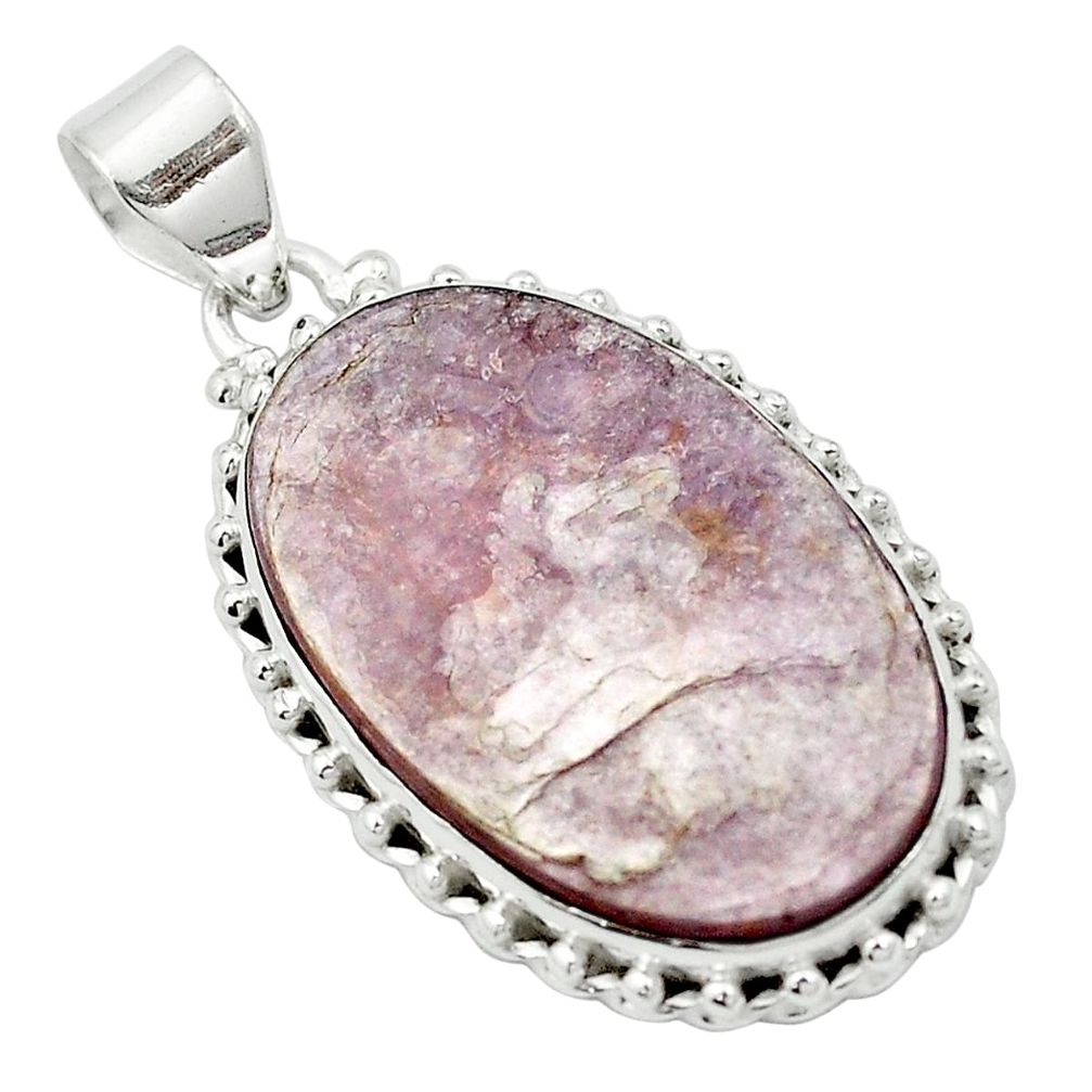 Natural purple muscovite 925 sterling silver pendant jewelry m52345