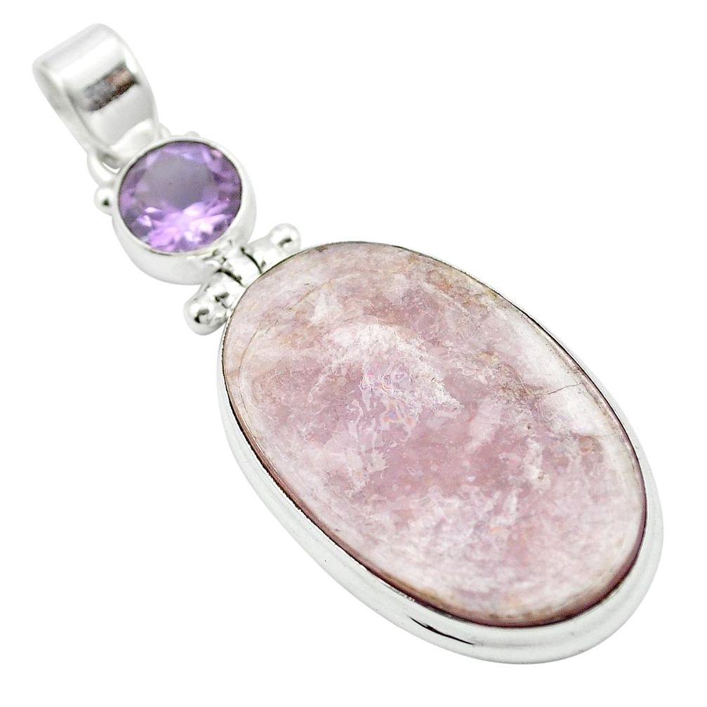 Natural purple muscovite amethyst 925 sterling silver pendant m52368