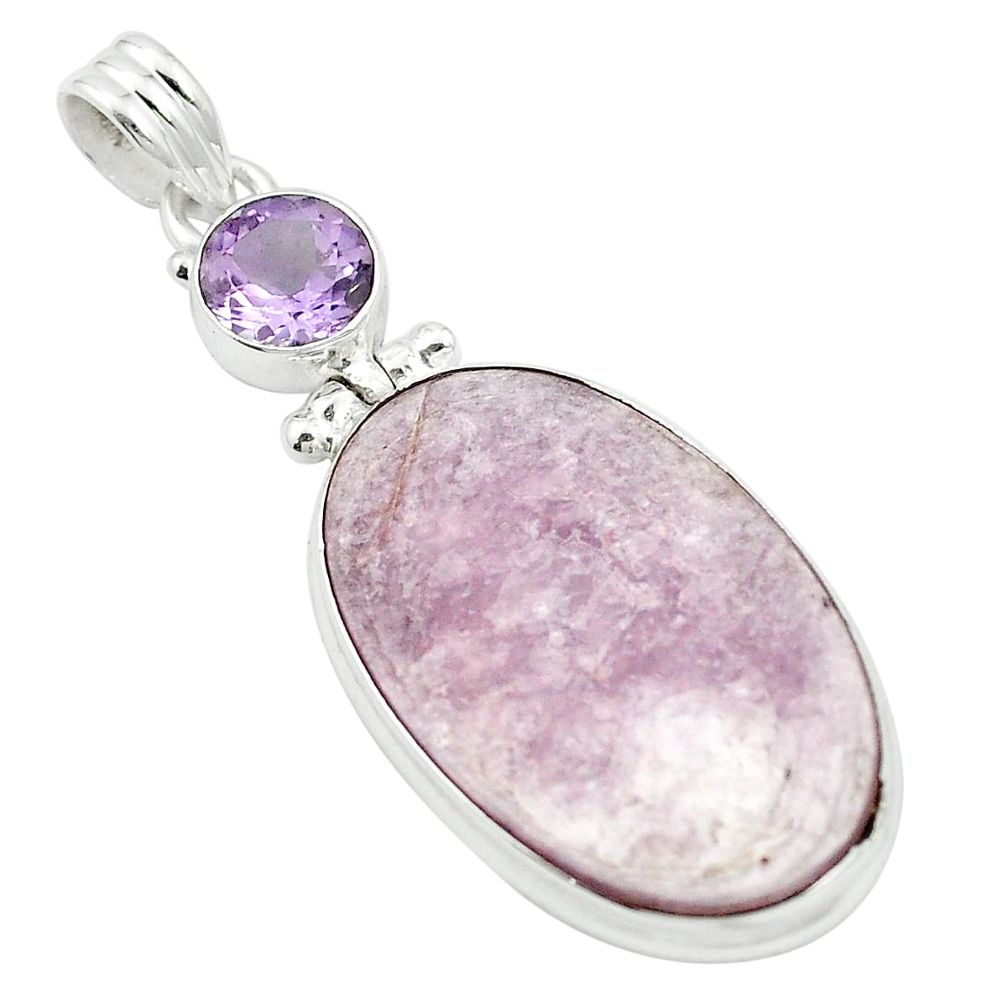 925 sterling silver natural purple muscovite amethyst pendant jewelry m52374