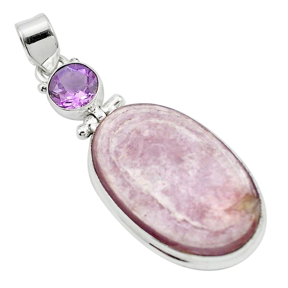 Natural purple muscovite amethyst 925 sterling silver pendant m52377