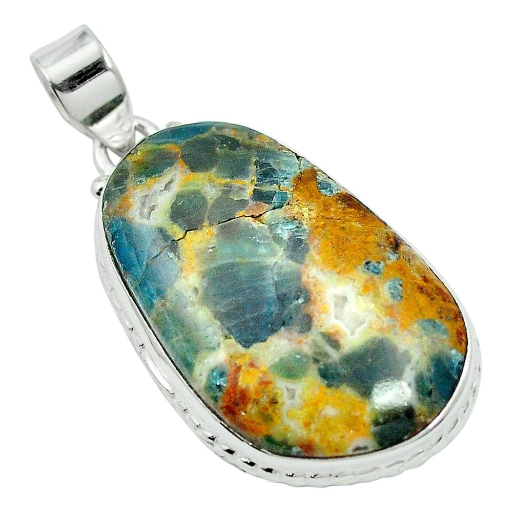 925 sterling silver natural orange apatite (madagascar) pendant jewelry m52415