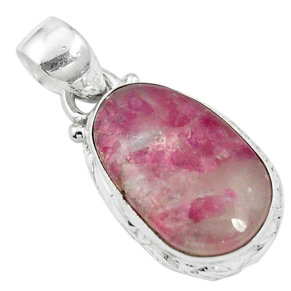 11.65cts natural pink tourmaline 925 sterling silver pendant jewelry m52454