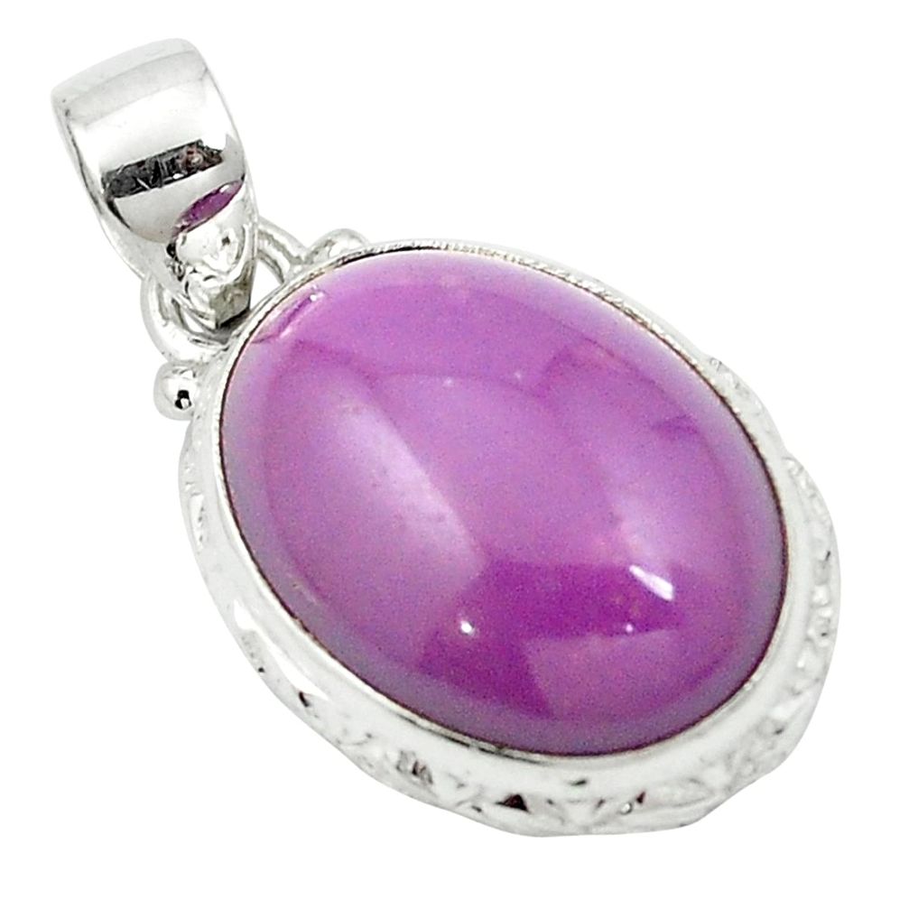 Natural purple phosphosiderite (hope stone) 925 silver pendant m52477