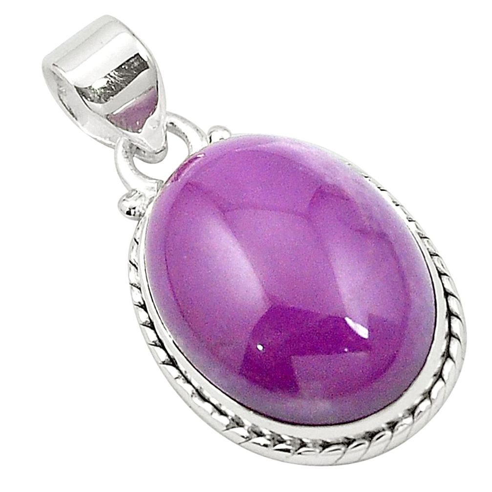 Natural purple phosphosiderite (hope stone) 925 silver pendant jewelry m52480